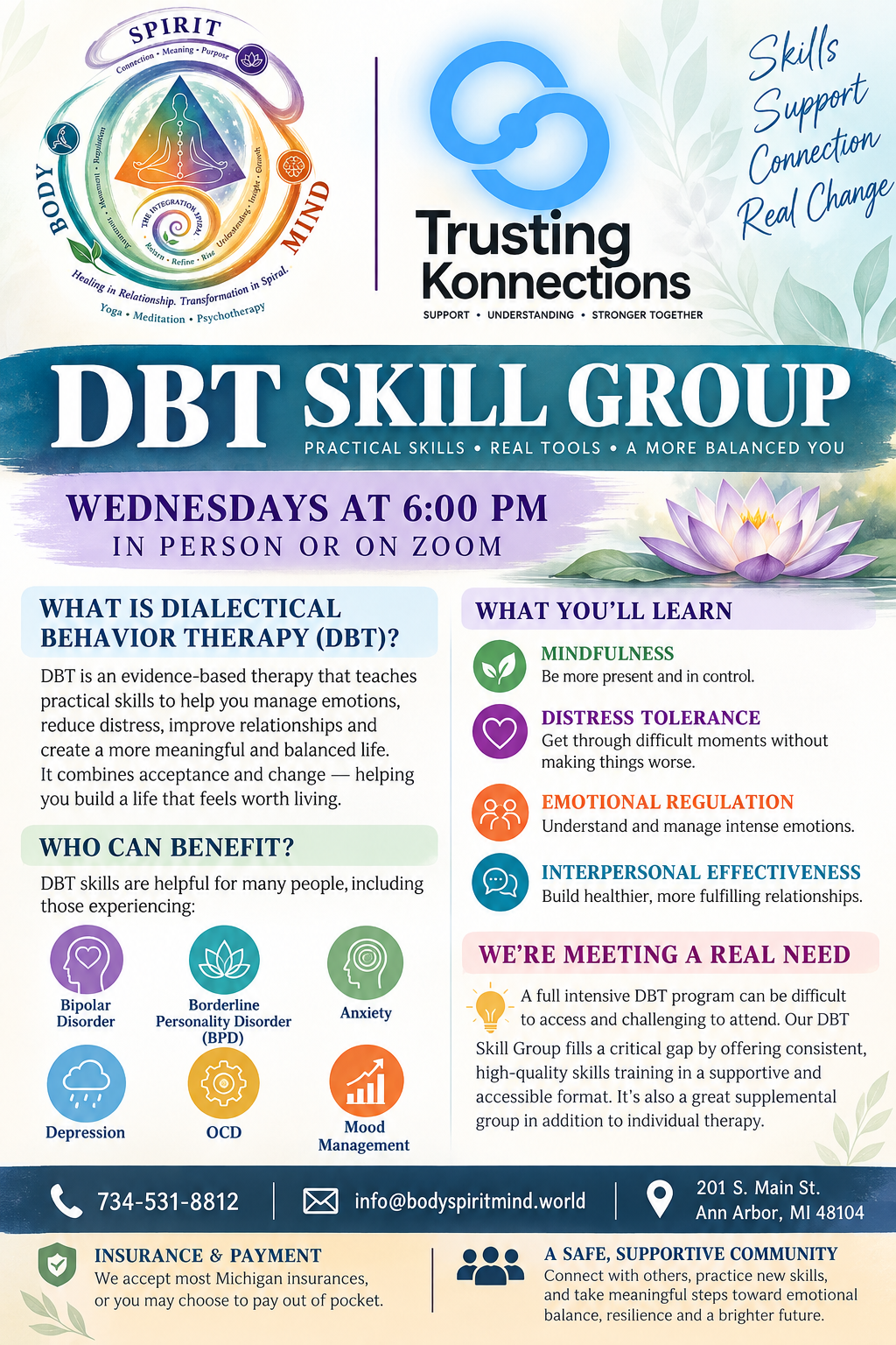 Trusting Konnections DBT Skills Group flyer